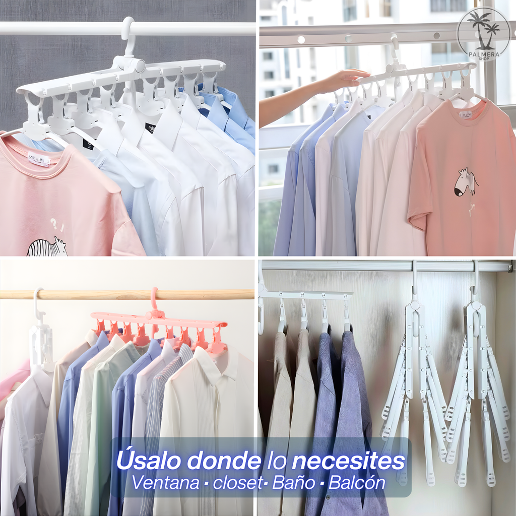 Colgador De Ropa Ganchos Retractil Plegable Ahorra Espacio Blanco
