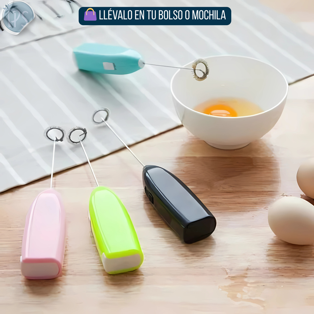 Batidor Eléctrico Portátil Mezclador Espuma Café Leche Huevo Gris Pila Aa 1500rpm
