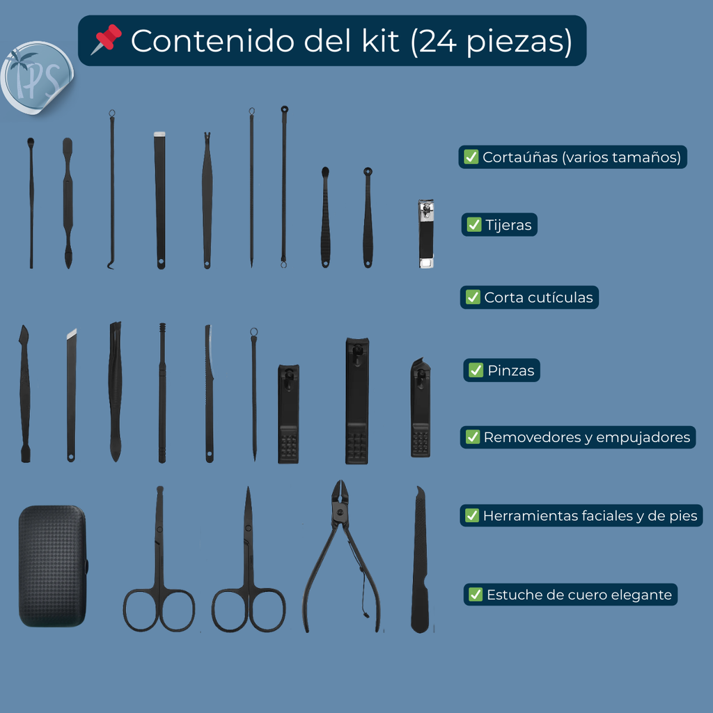 Kit Para Arreglo De Uñas Instrumentos Podologia Pedicure Kit Manicure Pedicure Negro