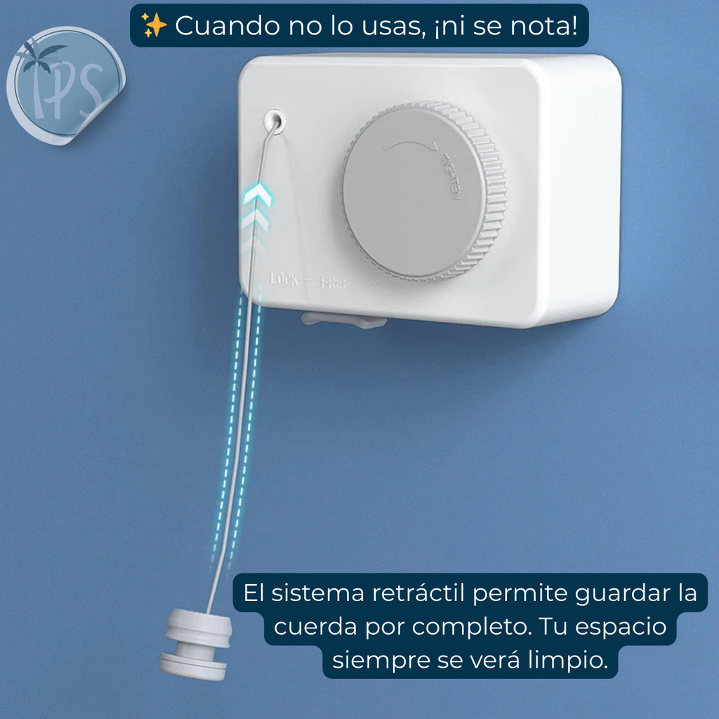 Tendedero Ropa Retractil Colgador De Pared Cuerdas Plegable