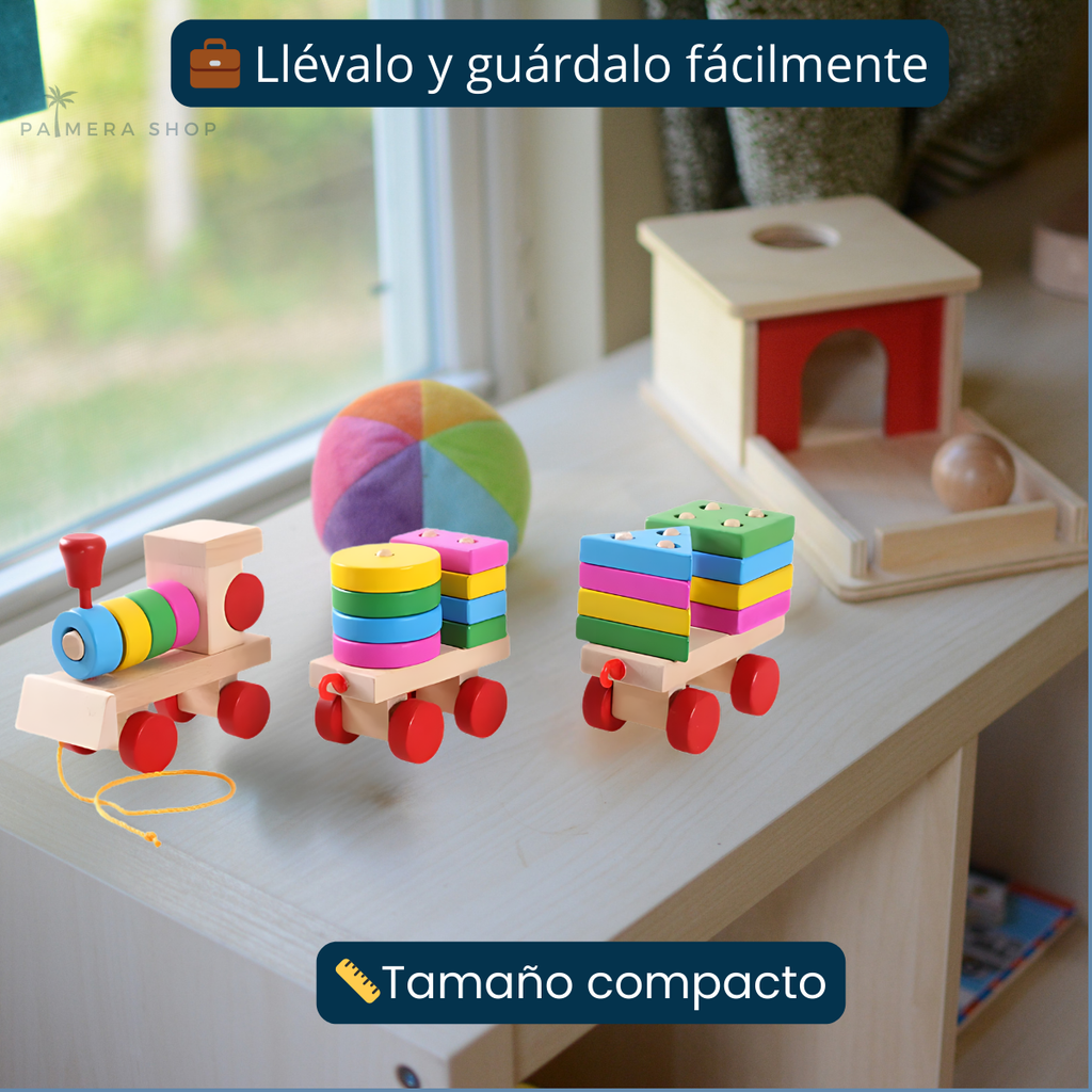 Juegos Didacticos Montessori Tren Torre De Aros Para Encajar Multicolor