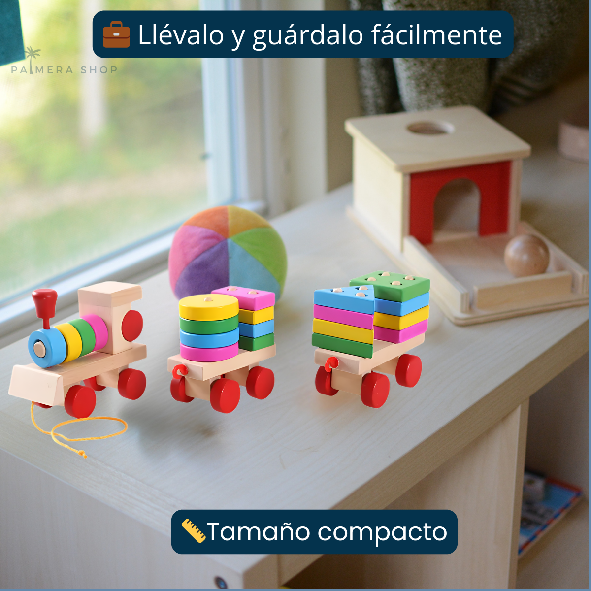 Juegos Didacticos Montessori Tren Torre De Aros Para Encajar Multicolor