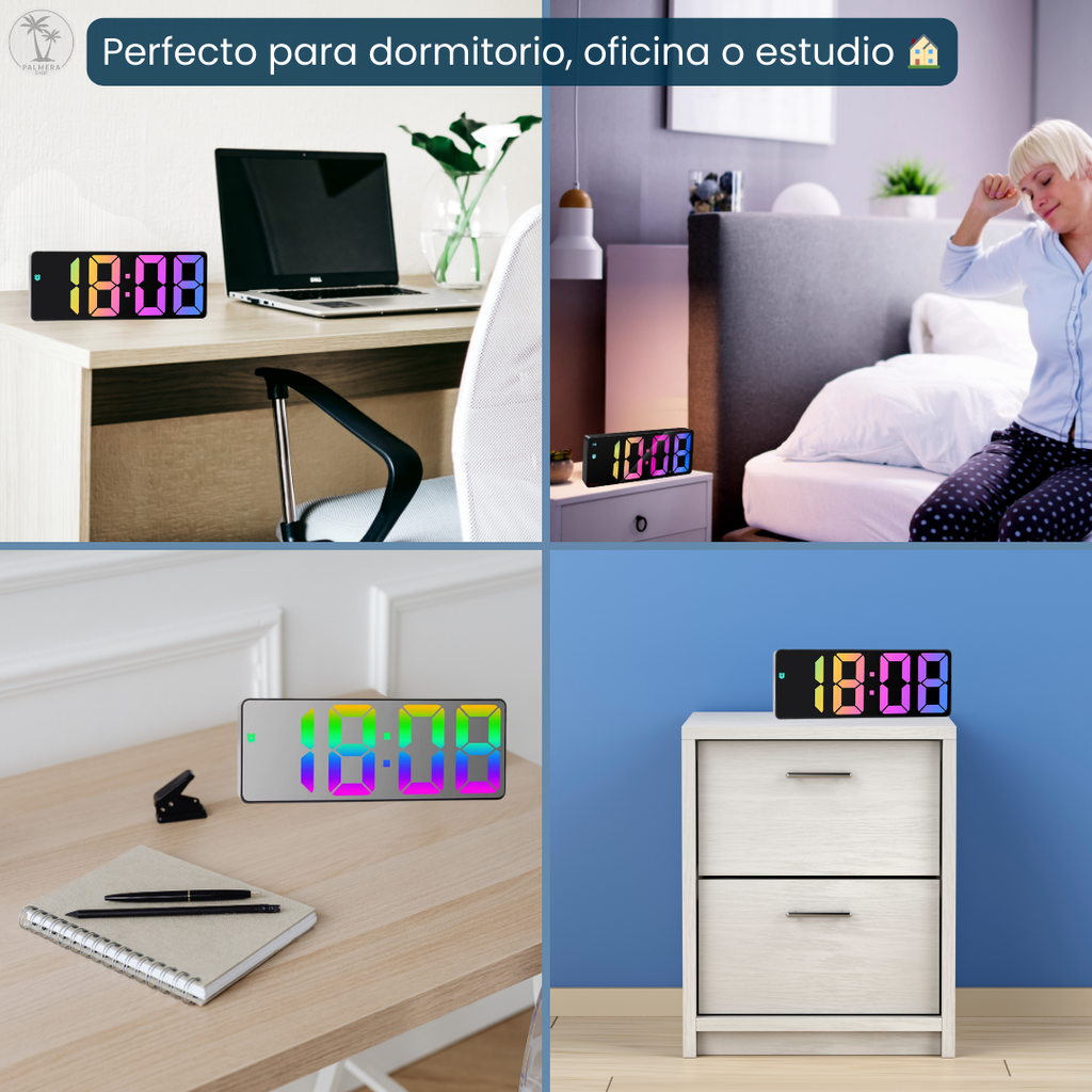 Reloj Despertador Digital De Mesa Despertadores Con Alarma Multicolor