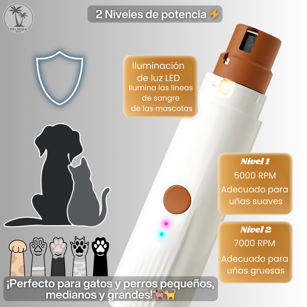 Kit Lima Electrica Para Perros Gatos Corta Unas Para Perros Blanco Todos Los Tamaños