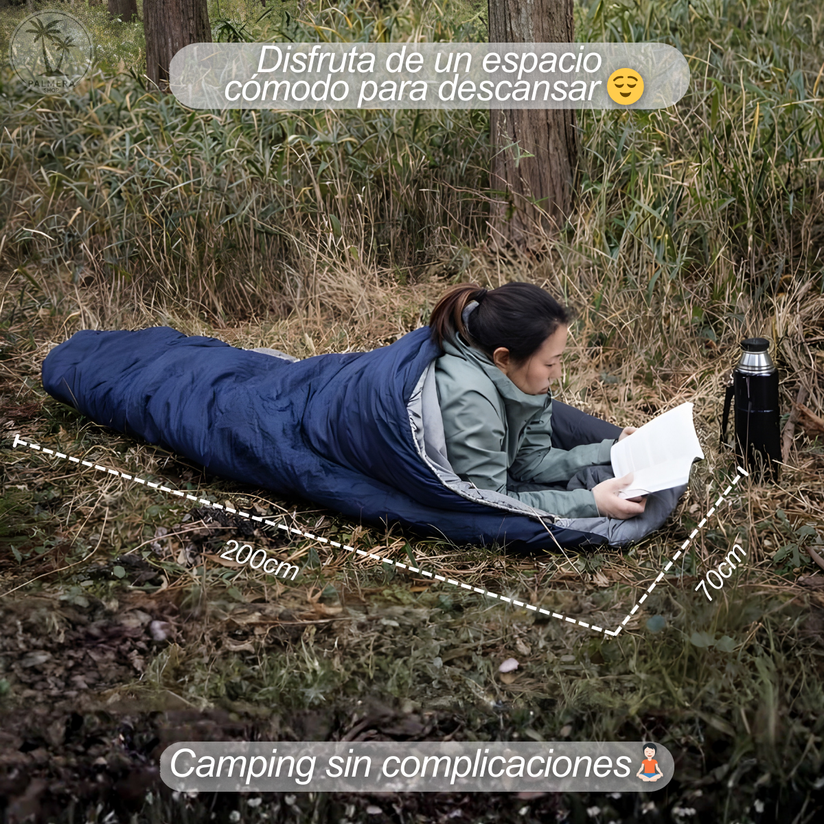 Sleeping Bag Para Camping Cama Colchon Saco De Dormir Bolsa Azul Derecho