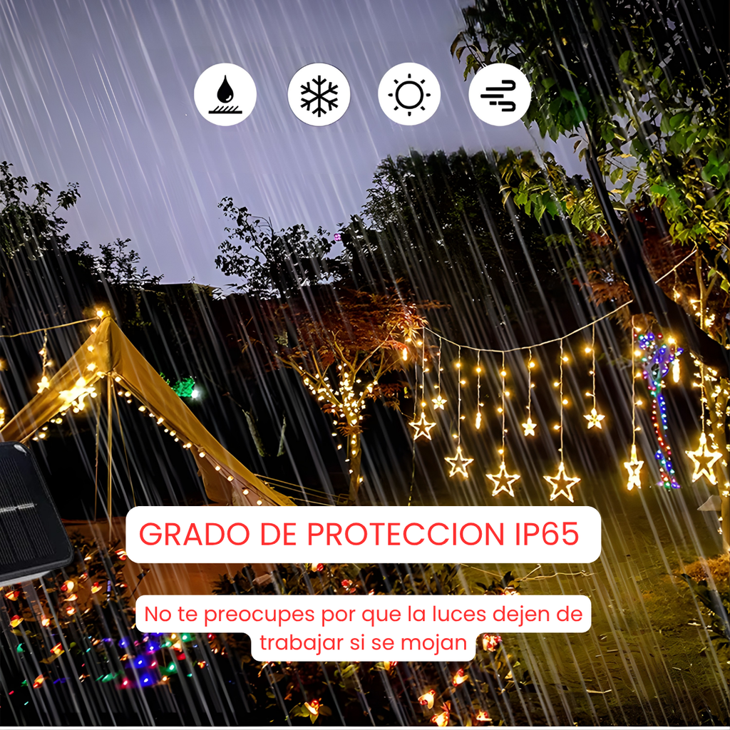 Luces Navidenas Solares Led Para Exteriores Lluvia Cortina