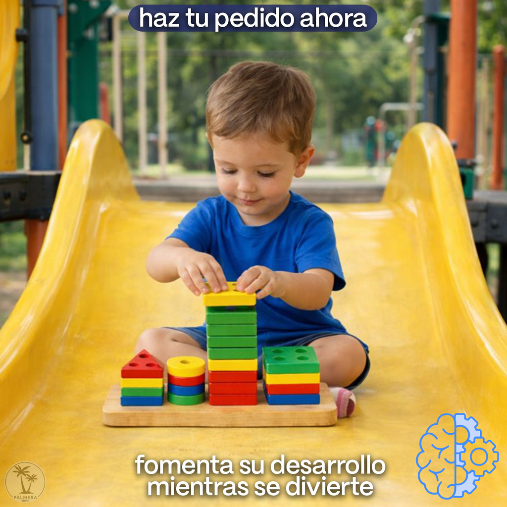 Juegos Didacticos Montessori Para Encajar Torre De Figuras Multicolor