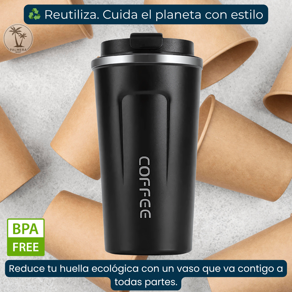 Vaso Con Tapa Para Cafe Termo Termico Acero Agua Personal