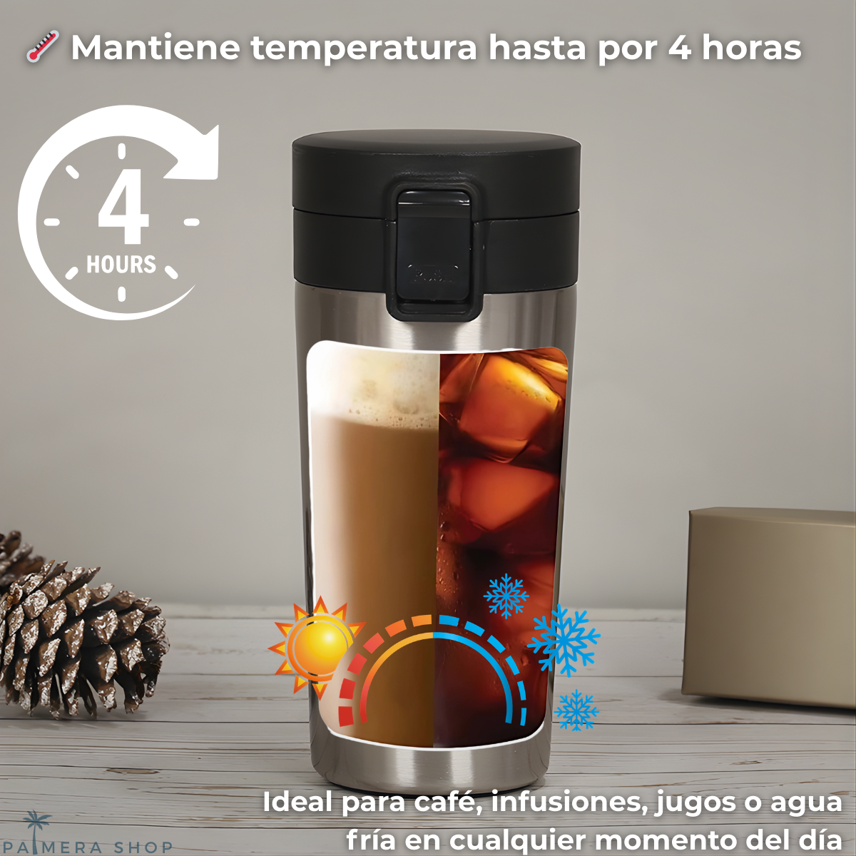 Vaso Con Tapa Para Cafe Termo Termico Acero Thermos Agua