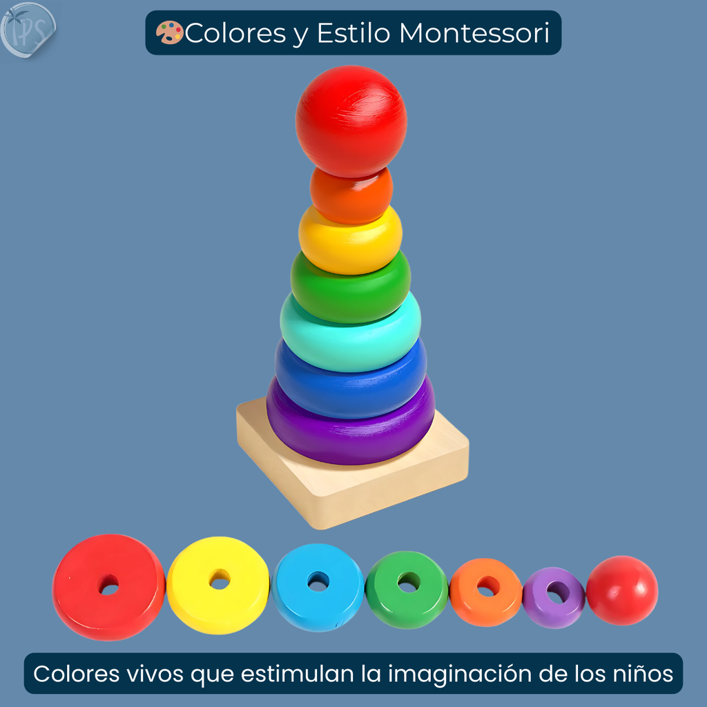 Torre De Aros Didacticos Juegos Montessori Para Encajar Multicolor