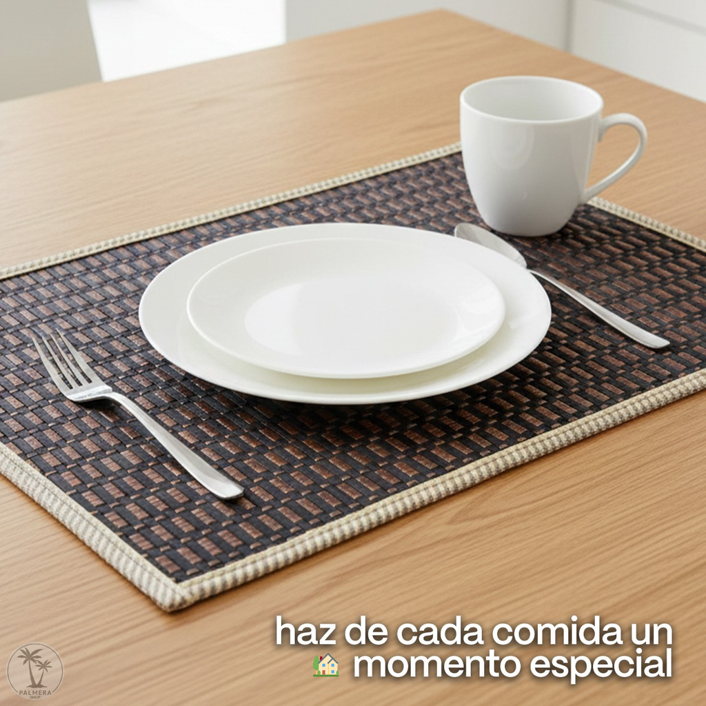 Individuales De Mesa Para Comedor Manteles Lavables Set X 6 Gris Moderno