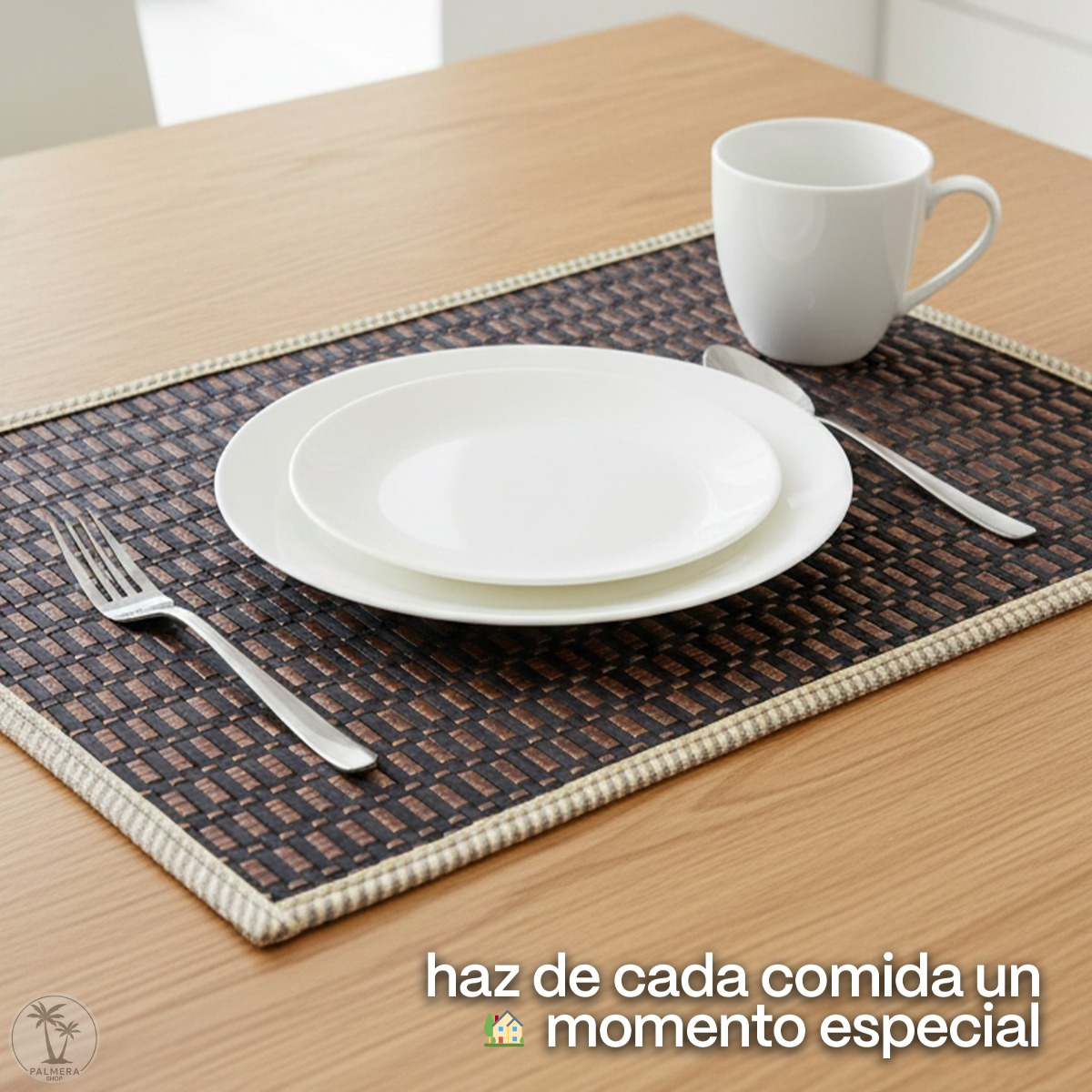 Individuales De Mesa Para Comedor Manteles Lavables Set X 6 Café Moderno