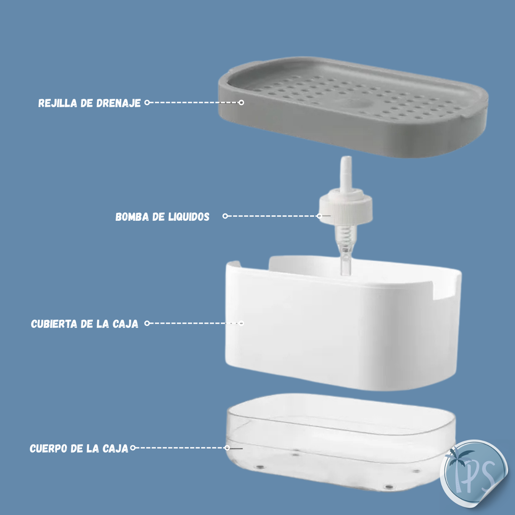 Dispensador Jabón Líquido WinCheers 369ml Con Esponja Manual Antideslizante