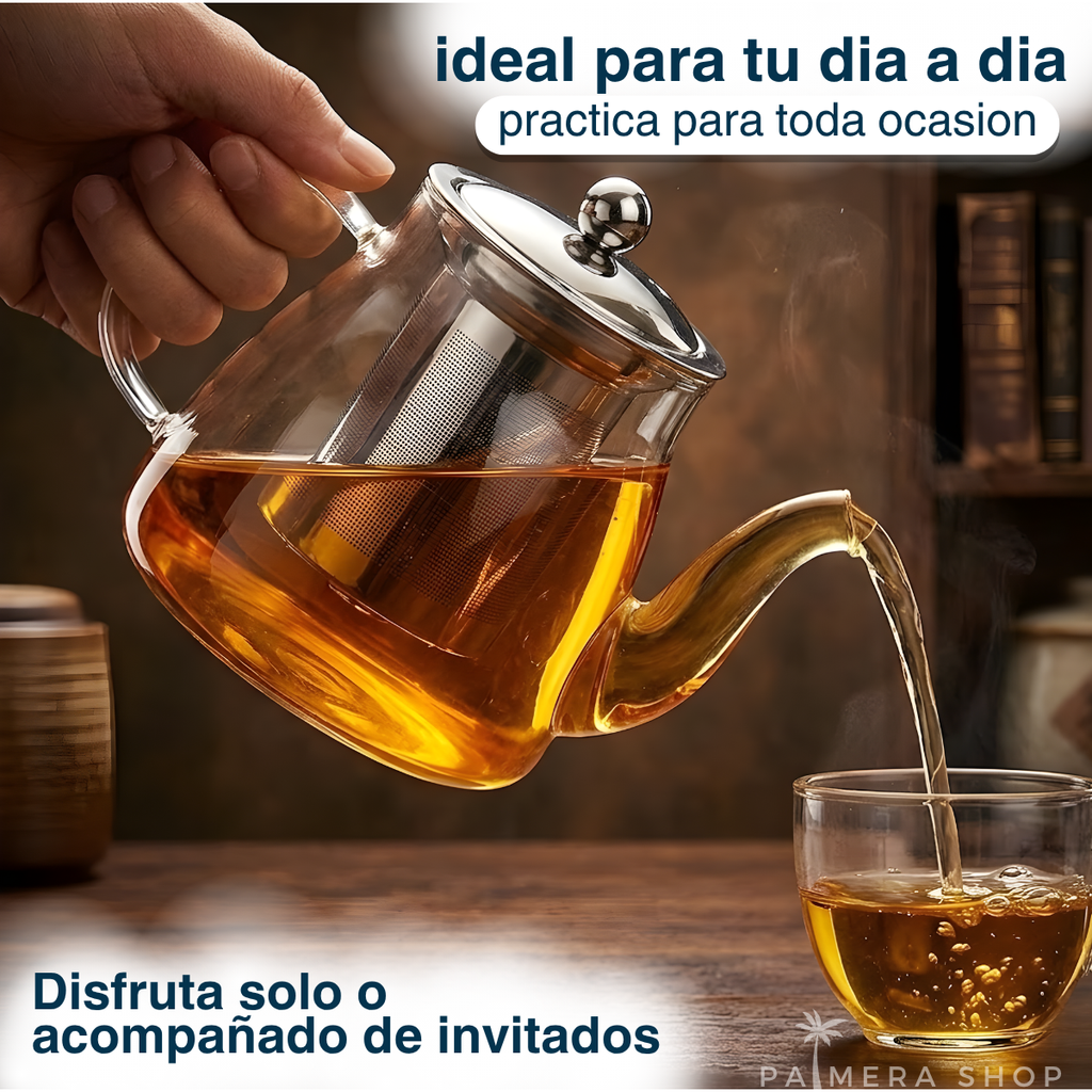 Infusor De Te Acero Inoxidable Con Tetera Vidrio Hervidora