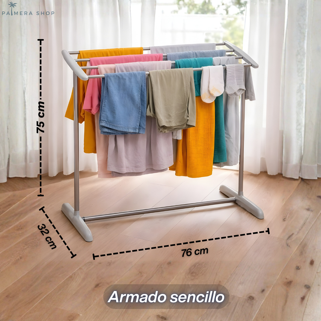 Tendedero Piso Ropa Plegable Colgadores Soporte Apartamento Gris