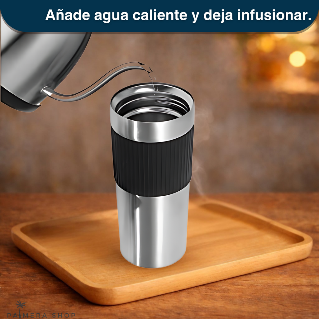 Prensa Francesa Café Termo Infusionador Tetera Te Acero