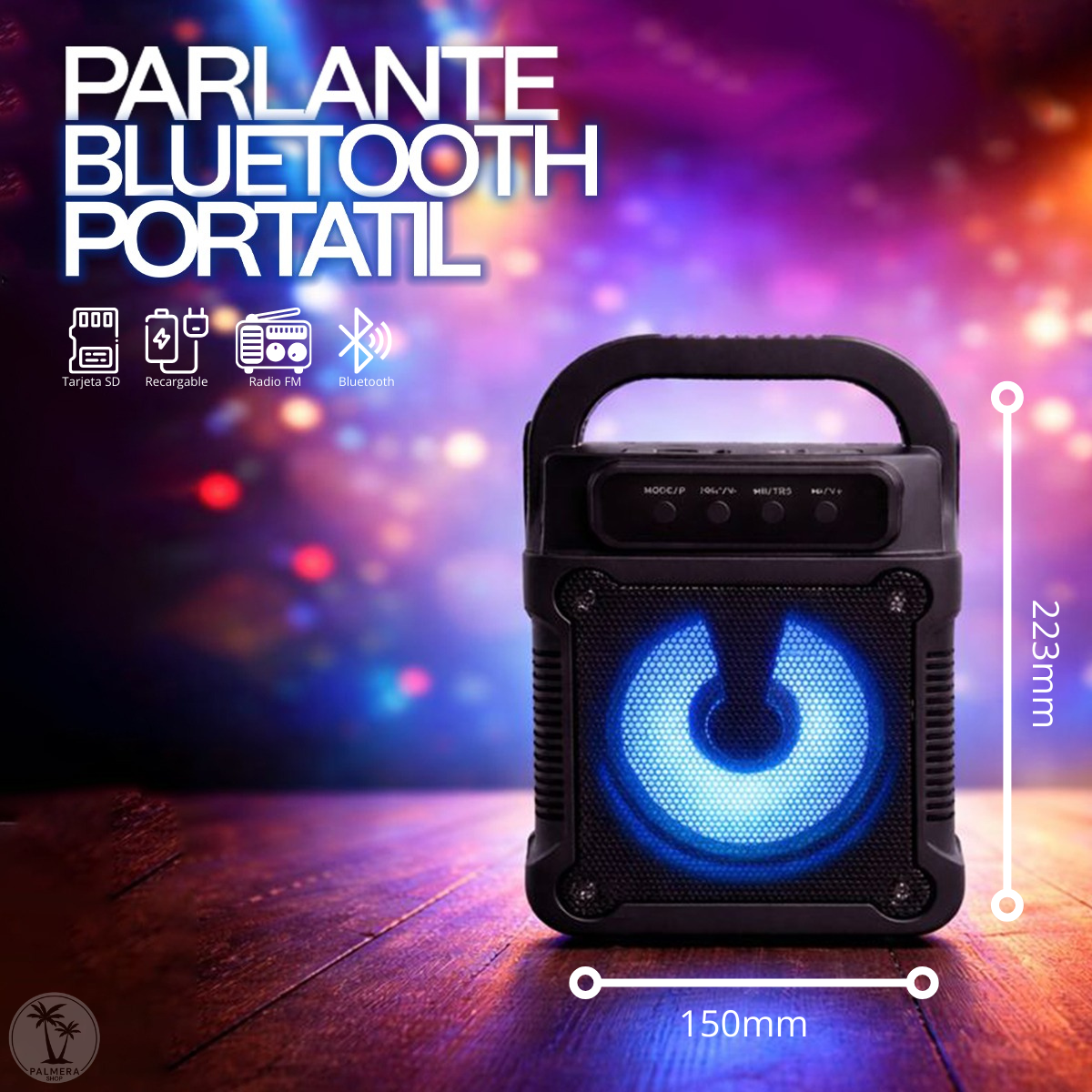 Cabinas De Sonido Parlante Fm Bluetooth Parlante Portatil 3' Negro 5