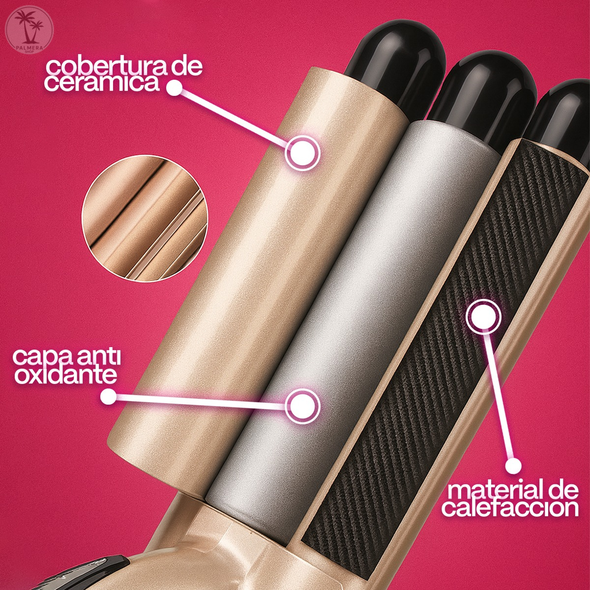Pinza Rizadora De Cabello Waflera Rizador Sirena Ondulador