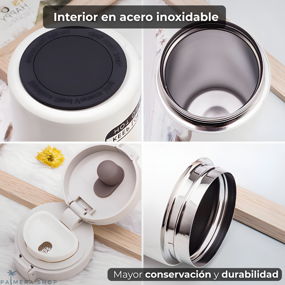 Vaso Con Tapa Para Cafe Termo Termico Acero Thermos Agua