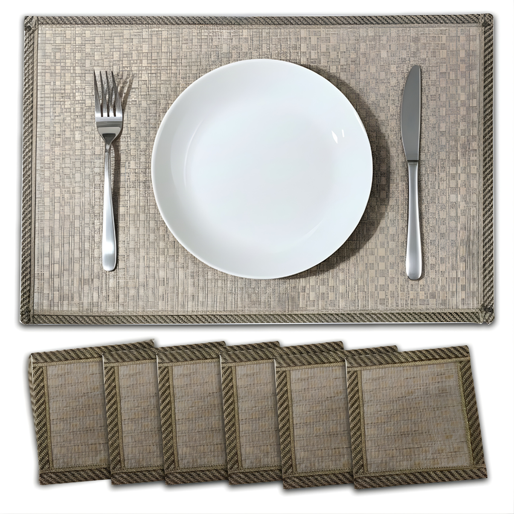 Individuales De Mesa Para Comedor Manteles Lavables Set X 6 Gris Moderno